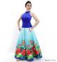 Hula Long circular skirt with Hibiscus &  Strelitzia/ Luxury Collection / Light Blue / J2719lbl