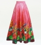 Hula Long circular skirt with Hibiscus &  Strelitzia/ Luxury Collection / Red / J2719rd