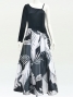 Hula One Shoulder Dress with Modern Leaf/ Luxury Collection / Gray / J2754gy