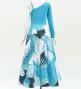 Hula One Shoulder Dress with Modern Leaf/ Luxury Collection / Light Blue / J2754lbl