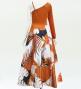 Hula One Shoulder Dress with Modern Leaf/ Luxury Collection / Orange / J2754or
