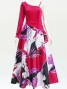 Hula One Shoulder Dress with Modern Leaf/ Luxury Collection / Pink / J2754pi