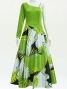 Hula One Shoulder Dress with Modern Leaf/ Luxury Collection / Yellow Green / J2754yegr
