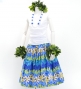 Hula Pa'u Skirt with Tiare Print / Blue / G2763