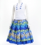 Hula Double & Reversible Pau Skirt with Tiare Print / Royal Blue / G2773