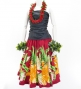 Hula Pa'u Skirt with Hawaiian Flower Print / Red / G2813