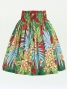 Hula Pa'u Skirt with Plumeria & Leaf Print / Red / J2823