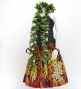 Hula Pa'u Skirt with Plumeria & Leaf Print / Black / G2827