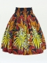 Hula Pa'u Skirt with Plumeria & Leaf Print / Black / G2827