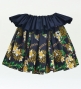 Tahitian Skirt with Plumeria Print / Black / G2836