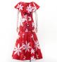 Hula Long Dress with Tiare Print / Luxury Collection / Red / J2843rd