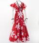 Hula Long Dress with Tiare Print / Luxury Collection / Red / J2843rd