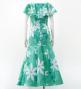 Hula Long Dress with Tiare Print / Luxury Collection / Turquoise Blue / J2843tbl