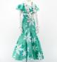Hula Long Dress with Tiare Print / Luxury Collection / Turquoise Blue / J2843tbl