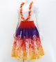 Hula Pa'u Skirt with Bird of Paradise Print / Orange & Plum /G2933