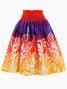 Hula Pa'u Skirt with Bird of Paradise Print / Orange & Plum /G2933