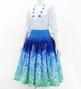 Hula Pa'u Skirt with Bird of Paradise Print / Aqua & Royal /G2939