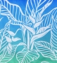 Hula Pa'u Skirt with Bird of Paradise Print / Aqua & Royal /G2939