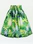 Hula Pa'u Skirt with Tiare Print / Green & Yellow /G2965