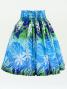 Hula Pa'u Skirt with Tiare Print / Purple & Green /G2967