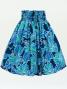 Hula Pa'u Skirt with Hibiscus Print / Teal /G2977