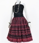 Hula Pa'u Skirt with Kahiko Print / Black & Red /G2989