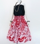 Hula Pa'u Skirt with Kahiko Print / White & Red /G2997