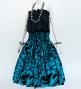 Hula Pa'u Skirt with Kahiko Print / Blue & Black /G3001