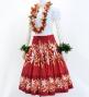 Hula Pa'u Skirt with Tiare Print / Red /G3009