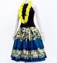 Hula Pa'u Skirt with Tiare Print / Blue /G3011