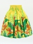 Hula Pa'u Skirt with Bird of Paradise Print / Yellow /J3023