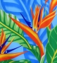 Hula Pa'u Skirt with Bird of Paradise Print / Blue /G3025