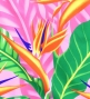 Hula Pa'u Skirt with Bird of Paradise Print / Pink /J3027