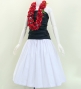 Hula Pa'u Skirt with Plumeria & Hawaiian Leaf Print / White /G3063
