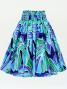 Hula Pa'u Skirt with Monstera Print / Navy / G3109