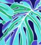 Hula Pa'u Skirt with Monstera Print / Navy / G3109