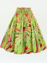 Hula Pa'u Skirt with Monstera Print / Red / G3111
