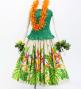 Hula Pa'u Skirt with Strelitzia & Plumeria Print / Beige / G3129