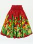 Hula Pa'u Skirt with Strelitzia & Plumeria Print / Red / G3135