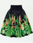 Hula Pa'u Skirt with Strelitzia & Plumeria Print / Black / G3137