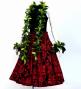 Hula Pa'u Skirt with Lehua Print / Black & Red / G3143