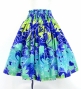 Hula Pa'u Skirt with Hawaiian Flower Print / Turq & Purple / J3207