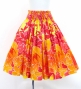 Hula Pa'u Skirt with Hawaiian Flower Print / Orange & Red / J3209