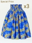 3-PIECE SET / Hula Pa'u Skirt with Maile Print / Blue /J2144-3