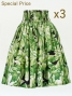 3-PIECE SET / Hula Pa'u Skirt with Protea  Print / Green / J2456-3