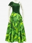 Hula One Shoulder Dress with Velvet & Ginger / Luxury Collection / Green / J2690gr
