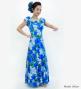 Hula Long Dress with Hibiscus Print / Luxury Collection / Blue / J2834bl