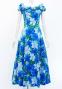 Hula Long Dress with Hibiscus Print / Luxury Collection / Blue / J2834bl