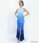 Hula Long Slit Dress with Velvet / Luxury Collection / Blue /J2847bl