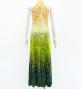 Hula Long Slit Dress with Velvet / Luxury Collection / Orange & Blue /J2847orbl